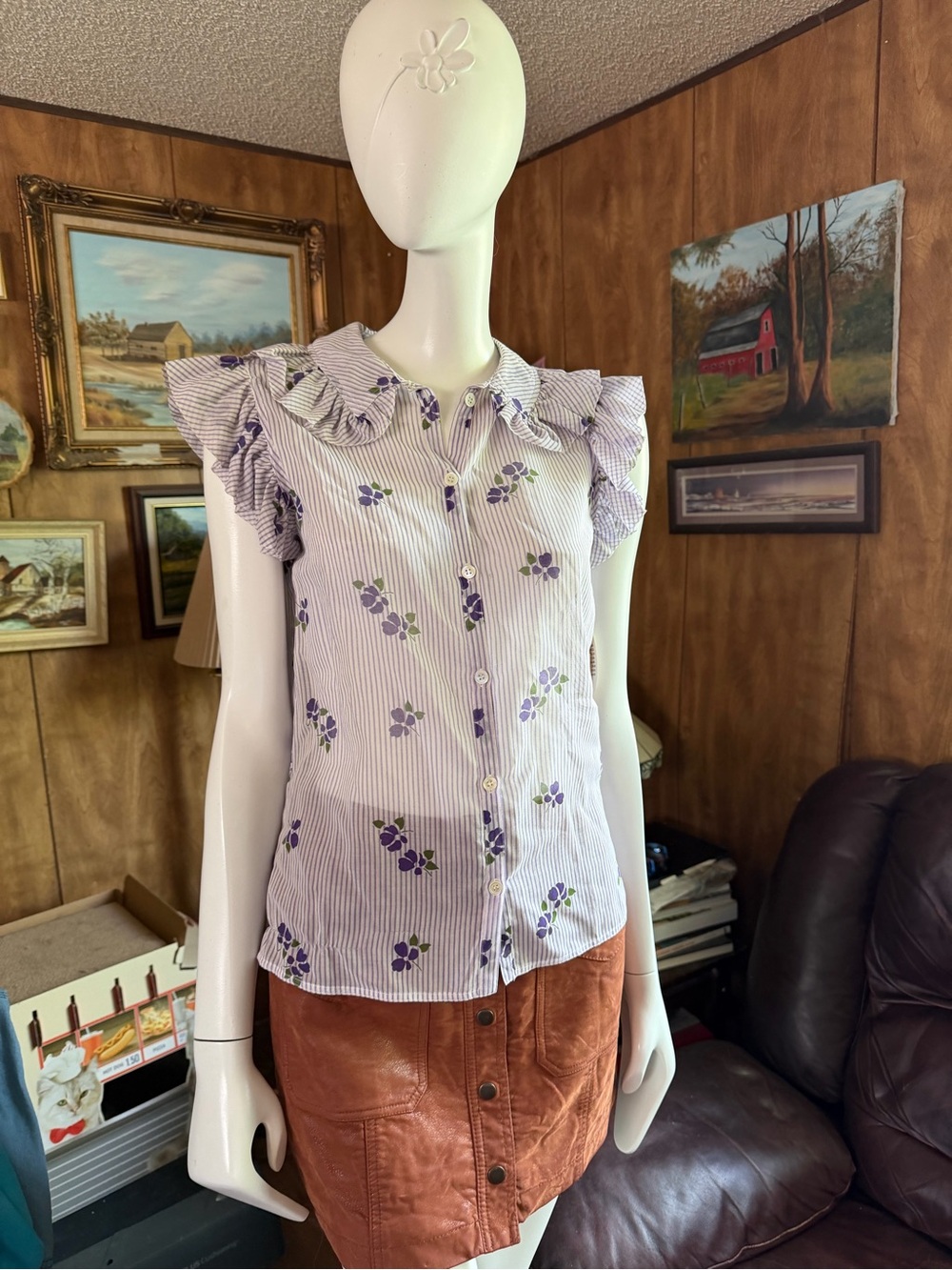 NEW With Tags Albert Nipon Floral Cotton Blouse